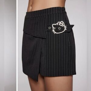 Forever 21 x Sanrio Hello Kitty Pinstripe Skort with Rhinestone Buckle